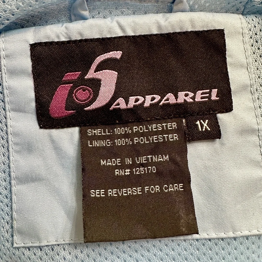 i5 APPAREL, WOMENS,LIGHTWEIGHT, ZIP UP, HOODED, WINDBREAKER, RAIN JACKET.SIZE 1X